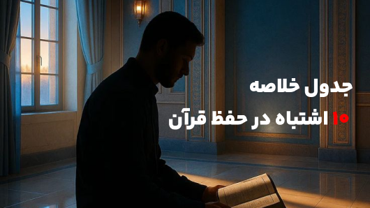 جدول خلاصه ۱۰ اشتباه در حفظ قرآن